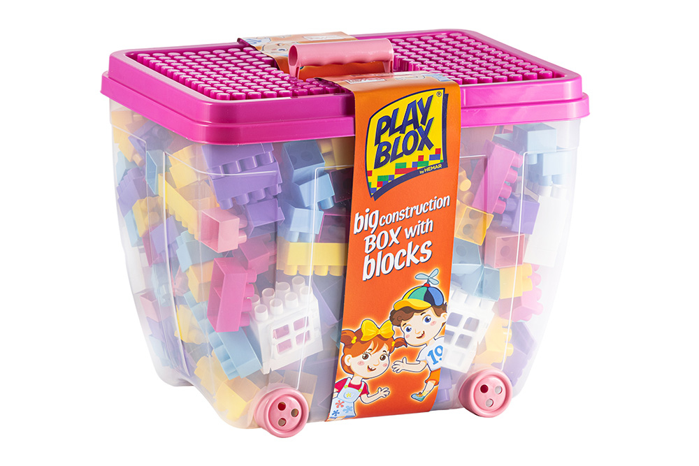 Kuferek duży z pokrywką z klockami Play Blox.